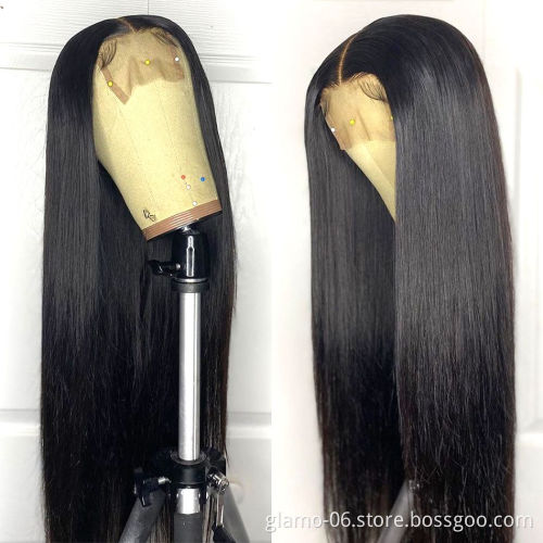 Closure Wigs Straight Deep Wave Raw Virgin Human Hair Bleach Knots Wigs Peruvian Water Wave 4*4 Lace Front Wigs For Black Women